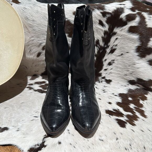 MARC ALPERT 100% LEATHER WESTERN STUDDED BOOTS BURNING MAN SIZE  8.5 A13 - Picture 5 of 12